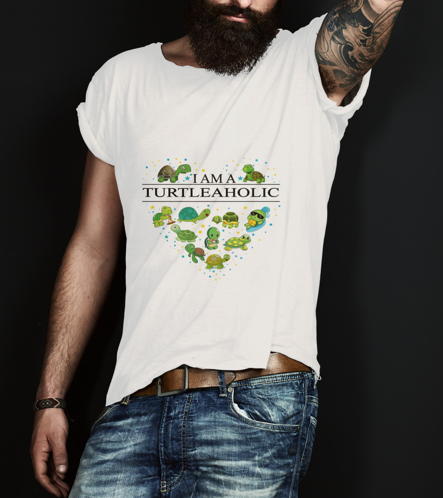 I Am A Turtleaholic Heart-Shaped Turtle Cartoon Collection T-Shirt