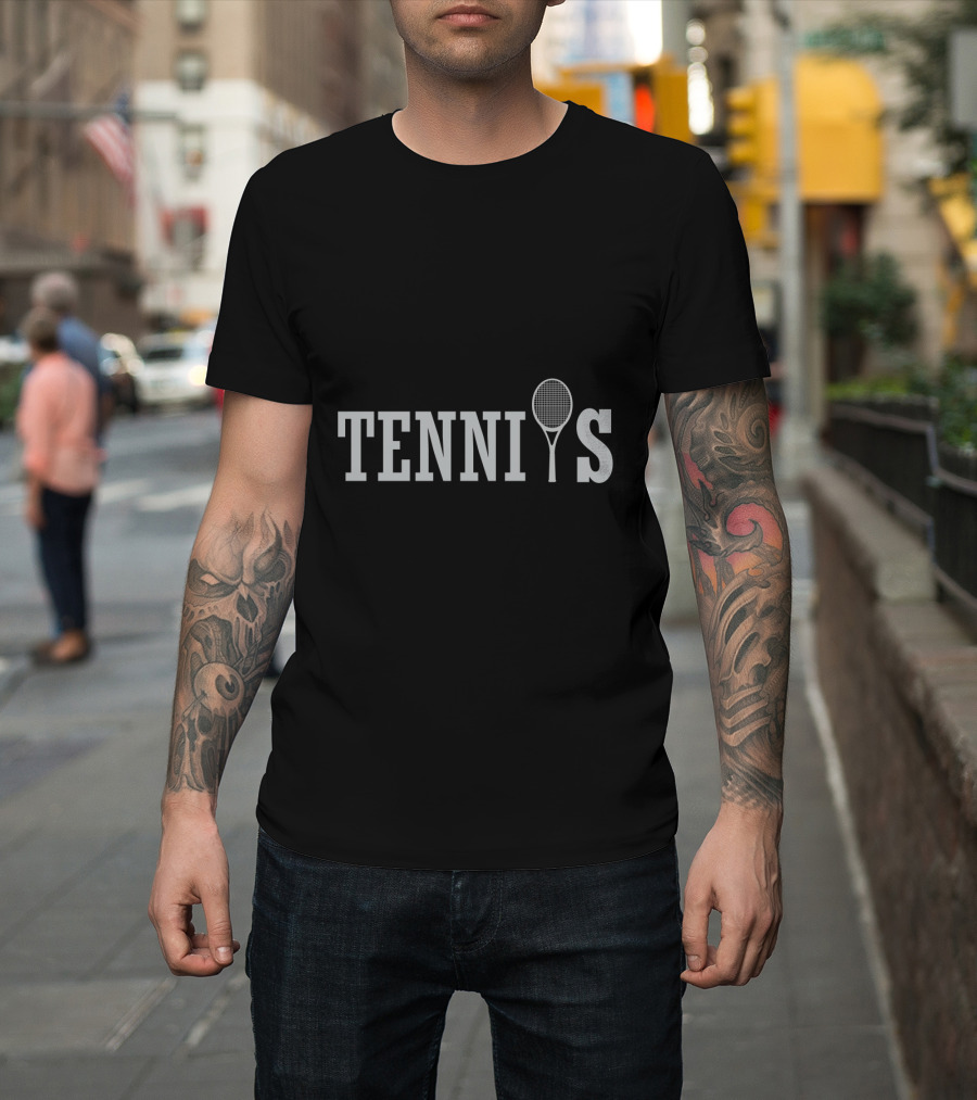 Tennis Racquet As Letter I In Creative Typography T-Shirt