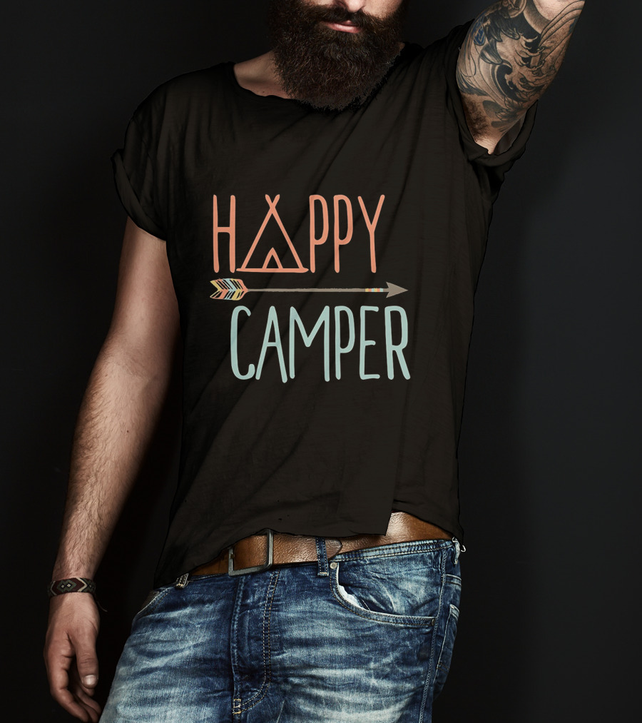 Happy Camper Triangle Tent Arrow T-Shirt