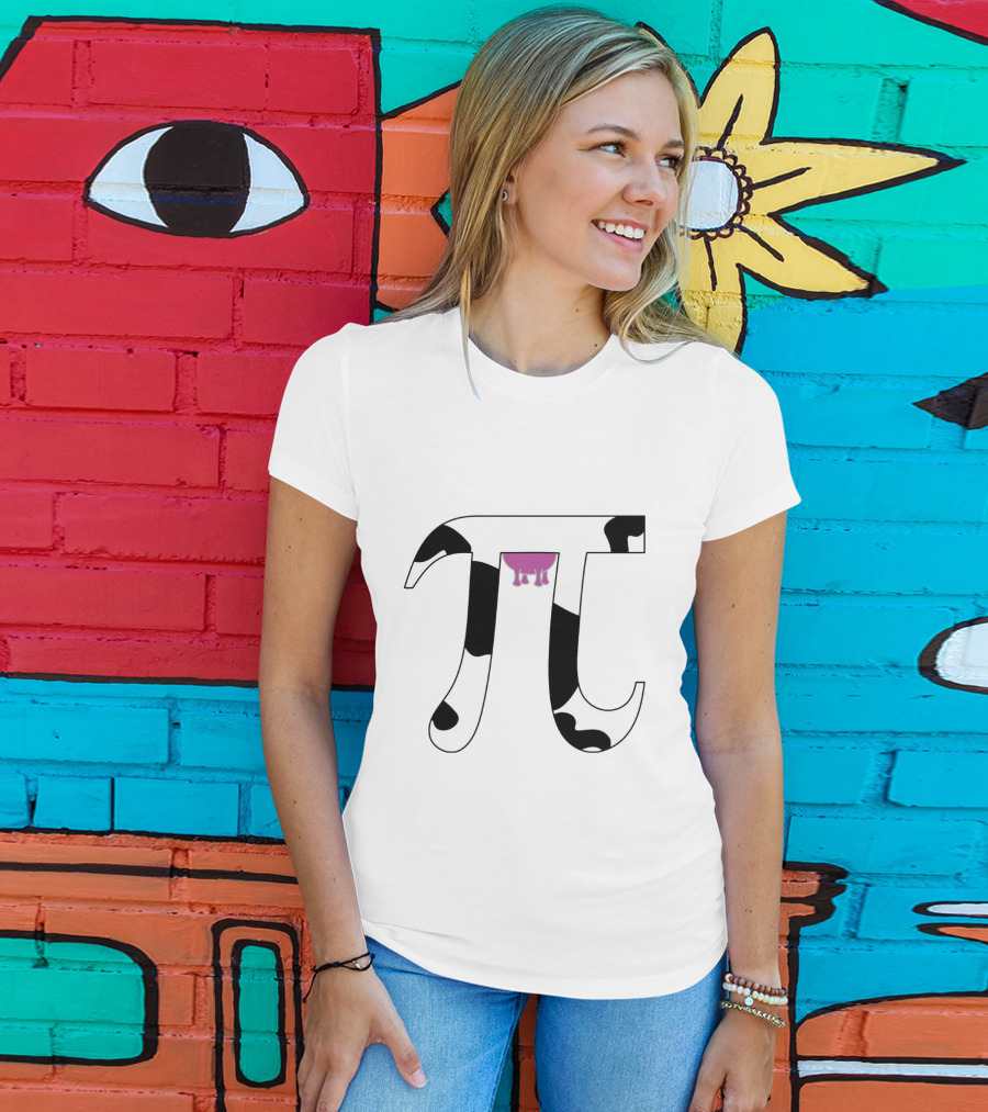 Pi Symbol With Cow Print And Udder T-Shirt
