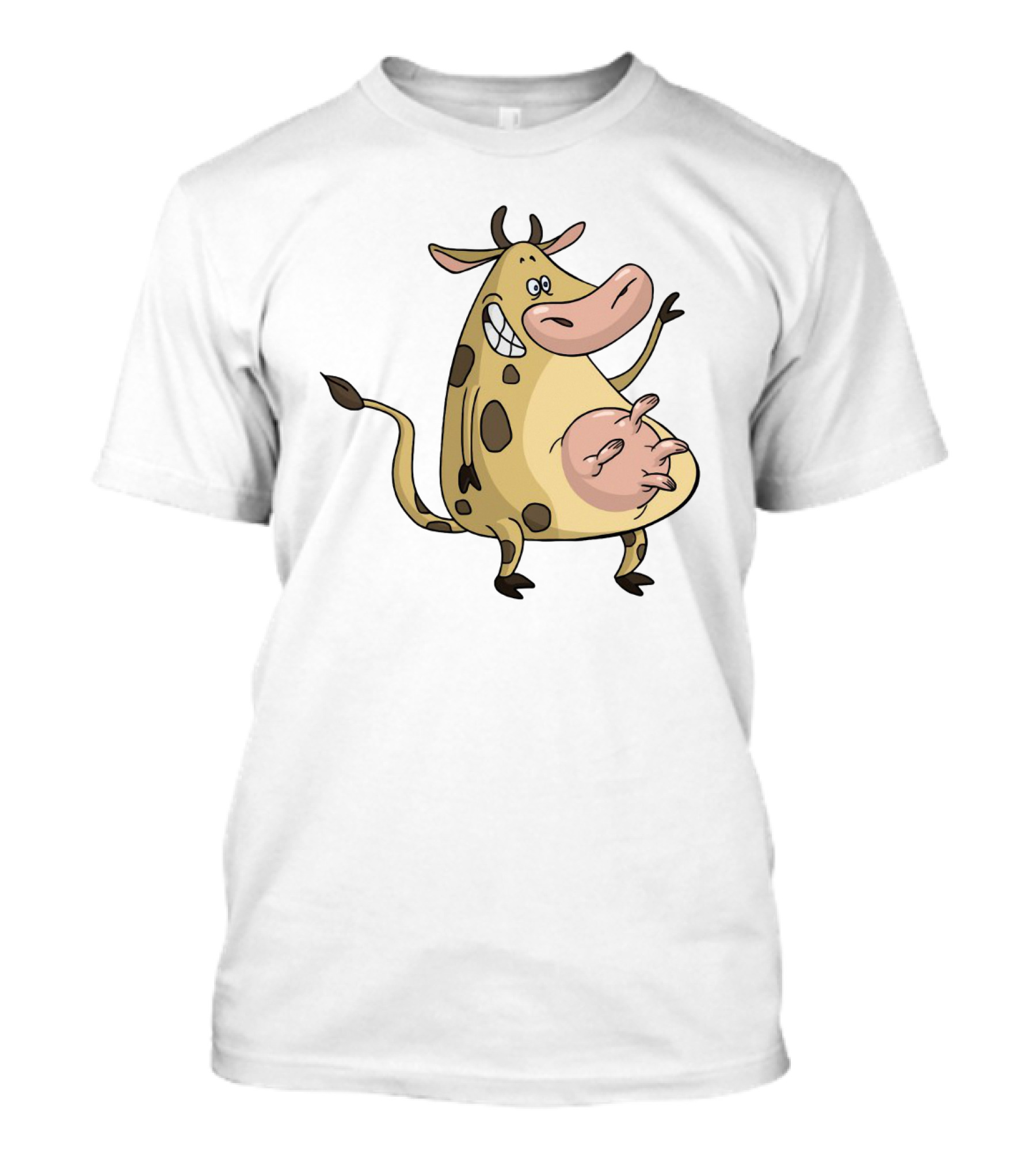 Friendly Cartoon Cow Cheerfully Waving Hello T-Shirt