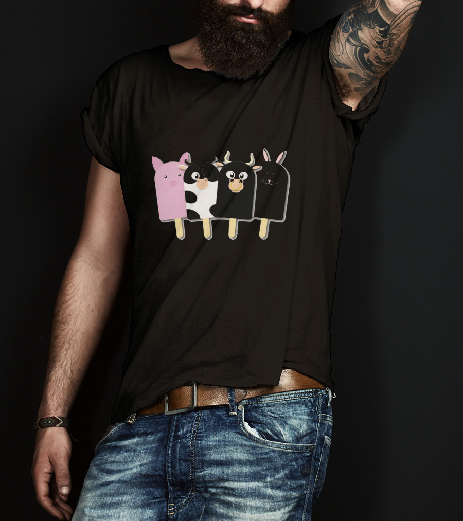 Animal Farm Popsicle Pig Cow Bull Bunny Quartet T-Shirt