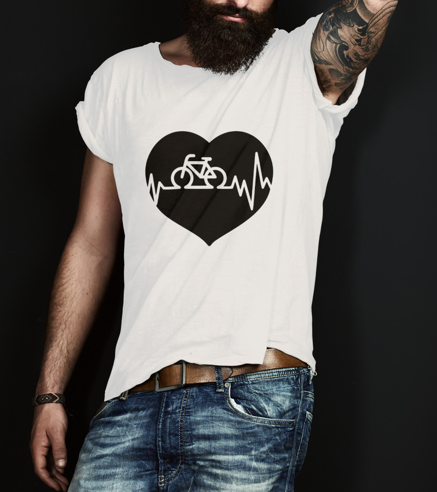 Bicycle Heartbeat Pulse Inside Heart T-Shirt