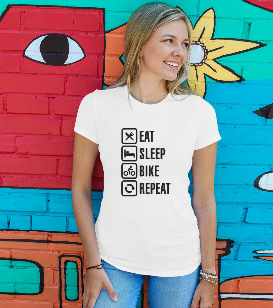 Eat Sleep Bike Repeat Cycling Lifestyle Icons T-Shirt