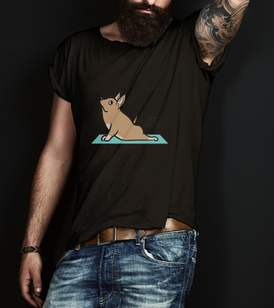 Chihuahua Yoga Pose With Fart Cloud On Mat T-Shirt