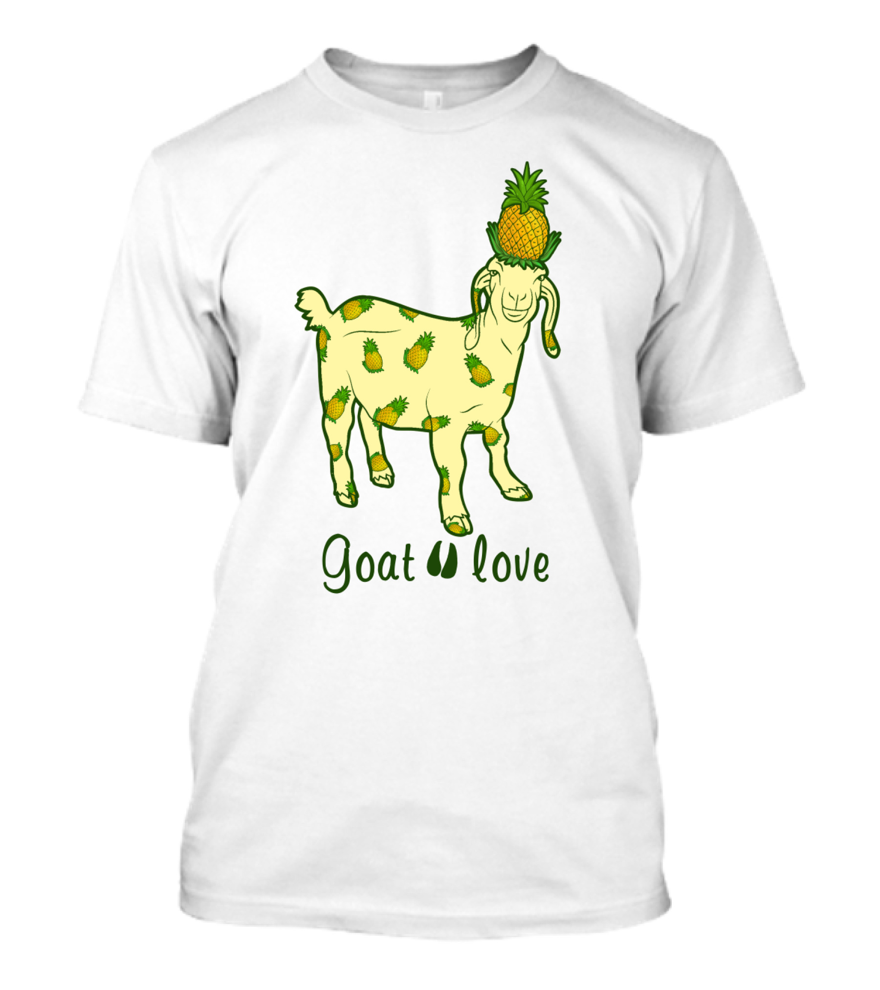 Goat With Pineapple Patterns And Text 'Goat Love' T-Shirt