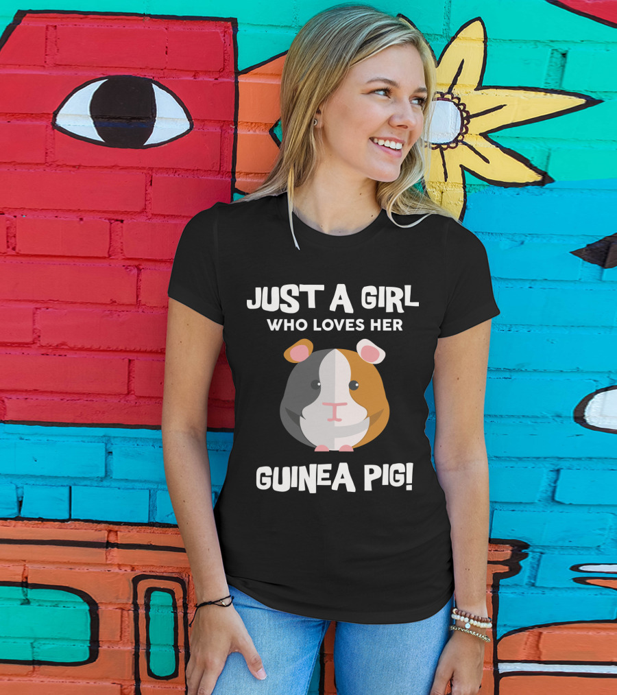 Passionate Girl Proudly Cherishes Her Adorable Guinea Pig T-Shirt