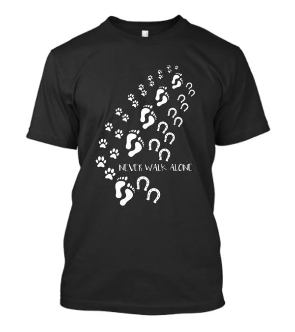 Never Walk Alone Footprint Pawprint Horseshoe T-Shirt