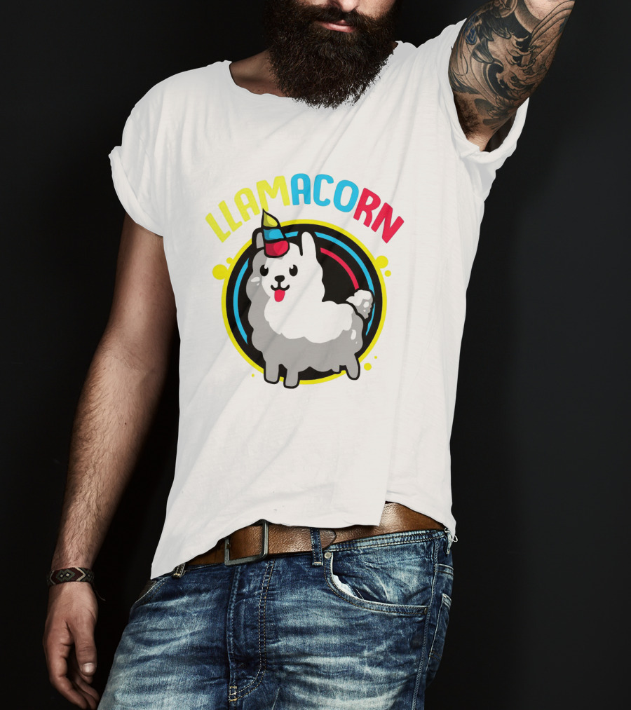 Llamacorn Charming Cute Alpaca With Rainbow Horn T-Shirt