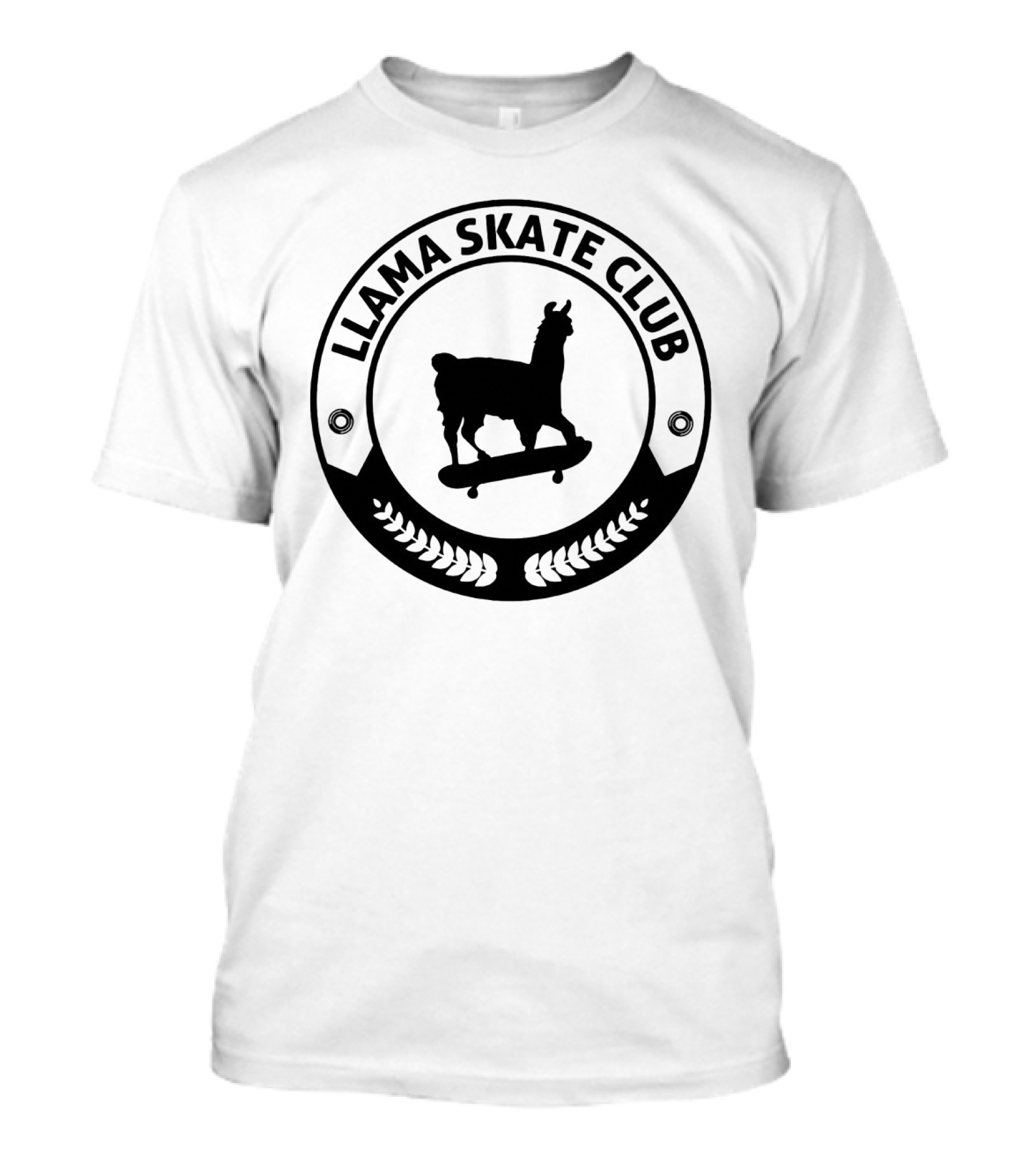 Llama Skate Club Circular Badge With Llama On Skateboard T-Shirt
