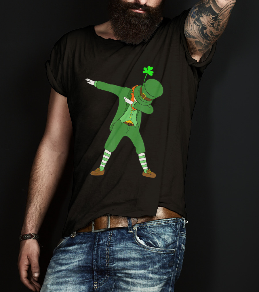 Dabbing Leprechaun St Patricks Day Boys Dab Shamrock Hat T-Shirt