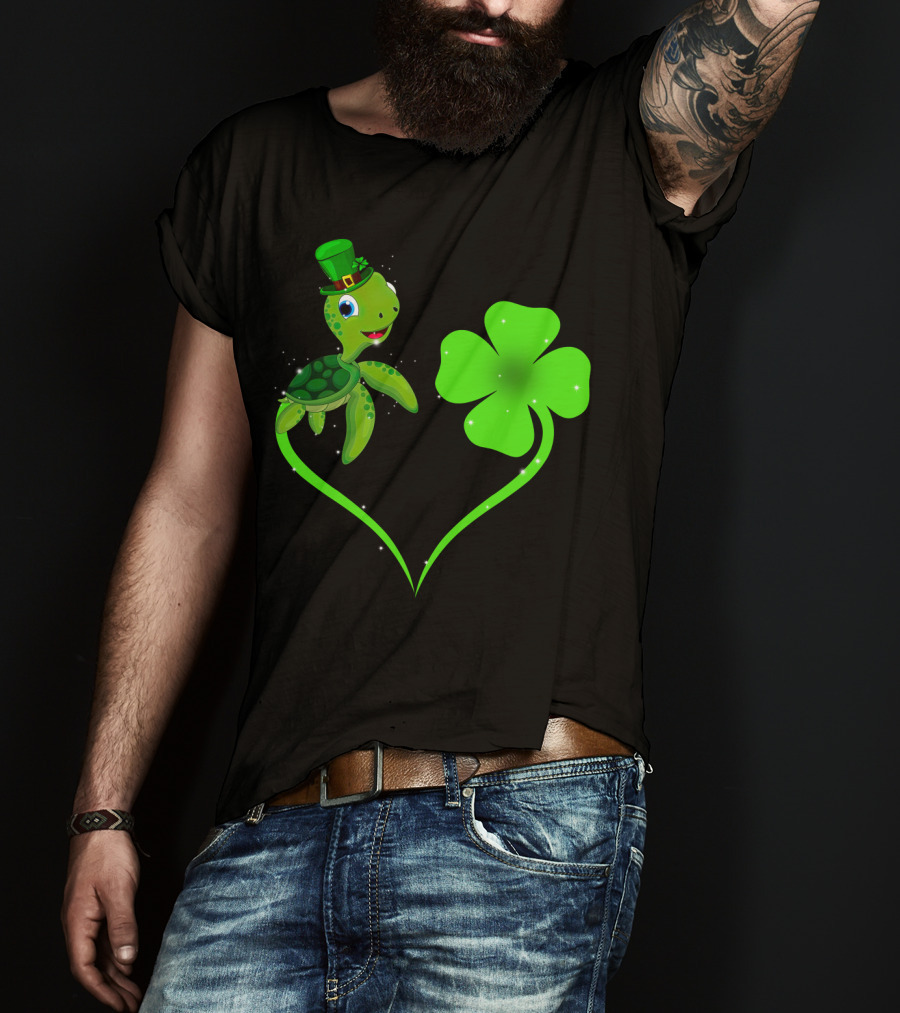 Turtles Green Clover Shamrocks Love T-Shirt