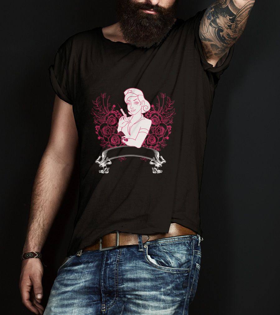 Nurse Life Floral Badge T-Shirt