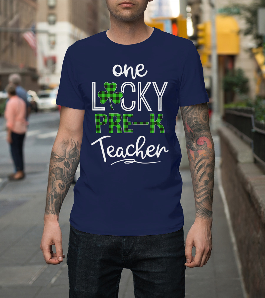 One Lucky Pre K Teacher Clover T-Shirt