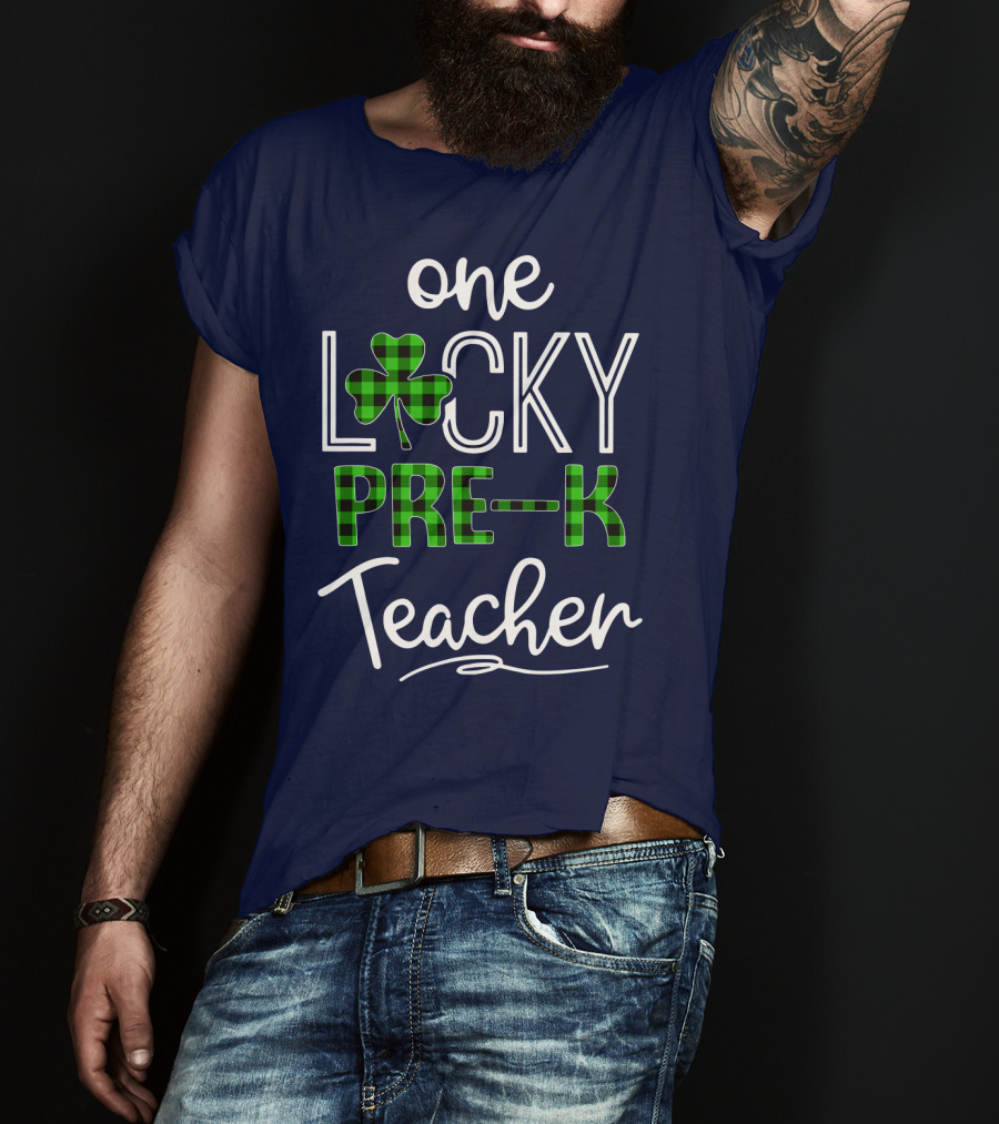 One Lucky Pre K Teacher Clover T-Shirt