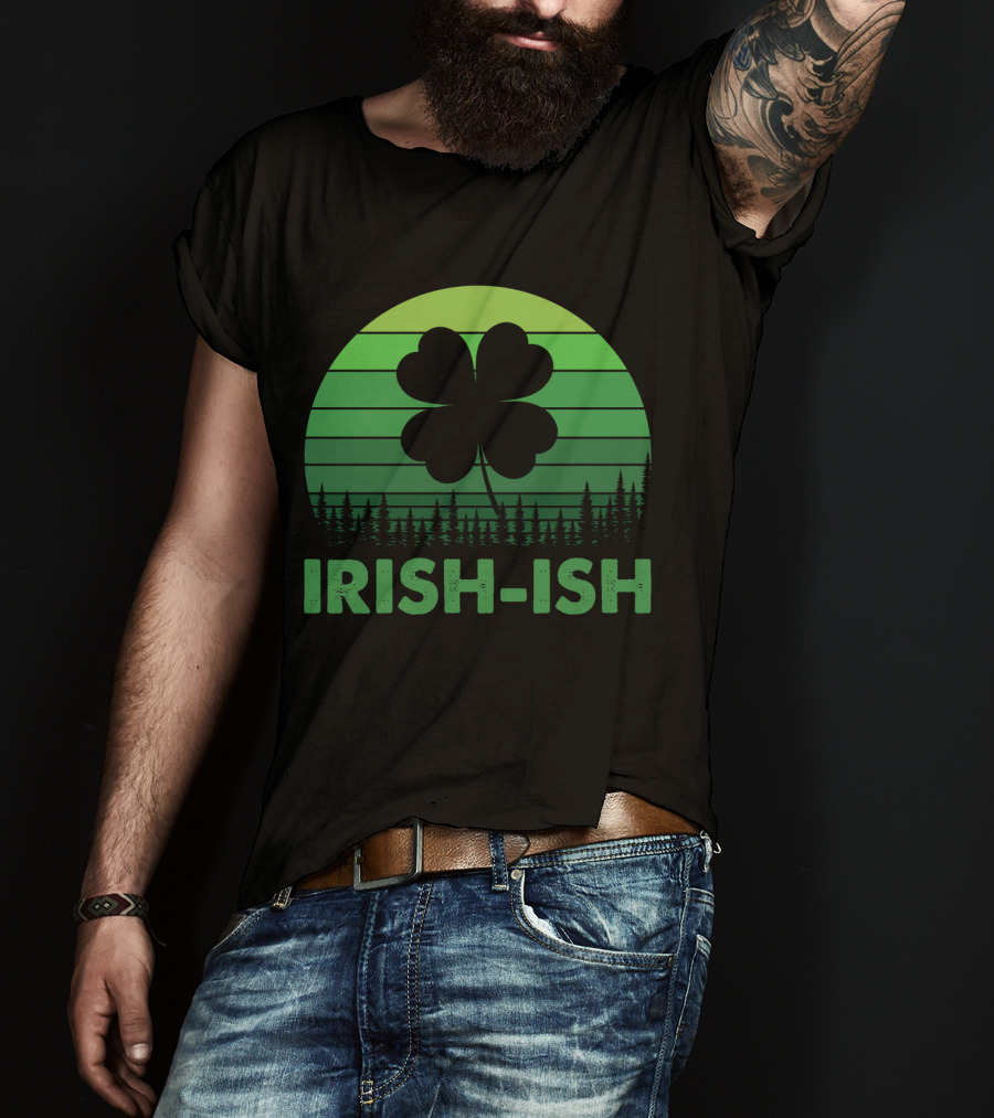 IRISH-ISH Shamrock Sunset Forest Lines T-Shirt