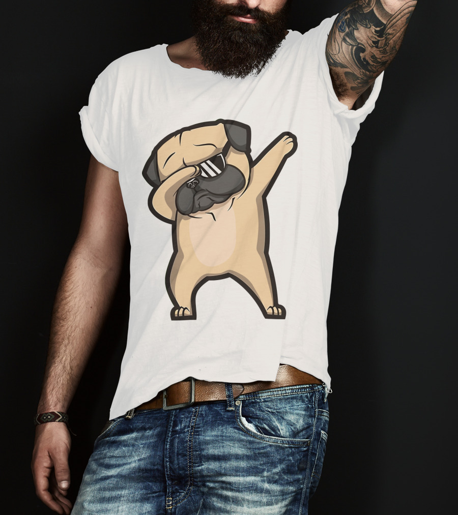 Bull Dog Dabbing Pug With Black Shades T-Shirt