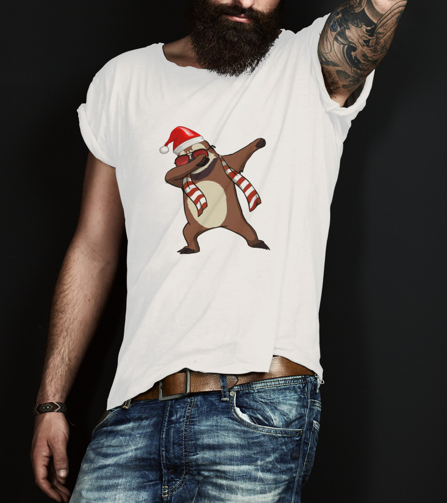 Dabbing Sloths Santa Claus Christmas Dance T-Shirt