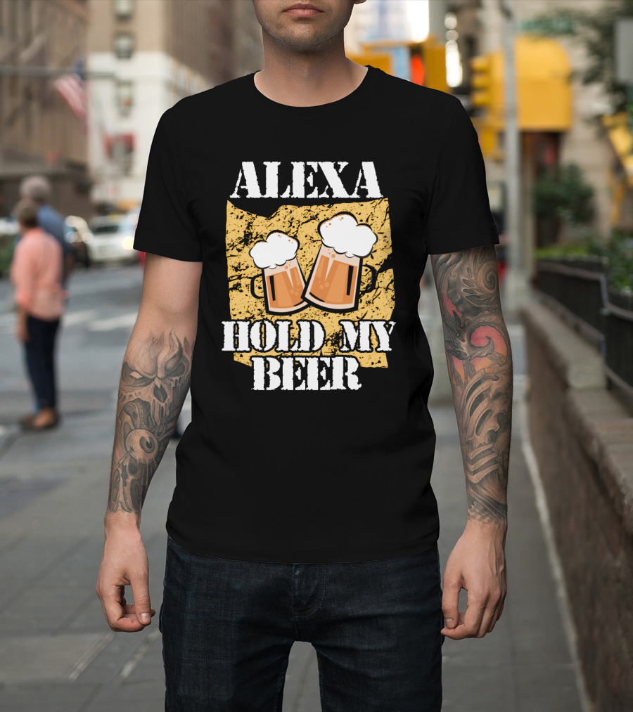 ALEXA HOLD MY BEER Two Beer Mugs Iconic T-Shirt