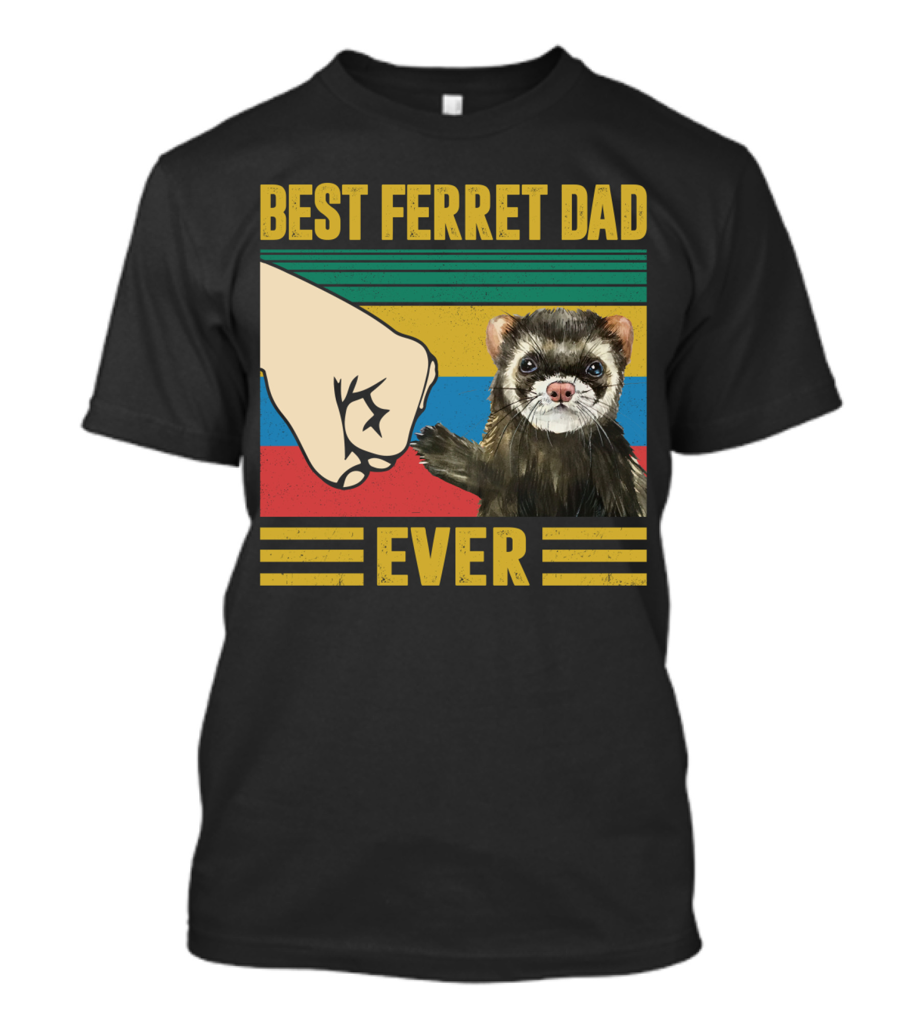 Best Ferret Dad Ever Fist Bump Vintage Stripes T-Shirt