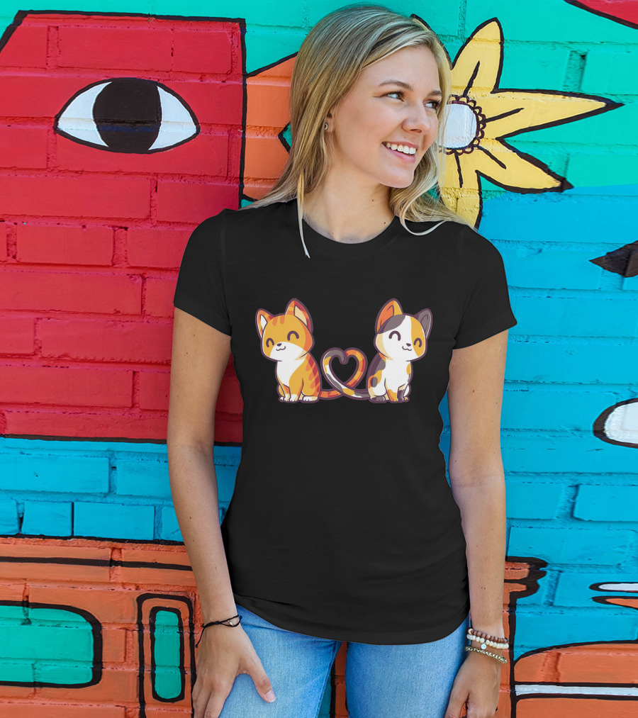 Smiling Cats With Heart-Shaped Tails T-Shirt