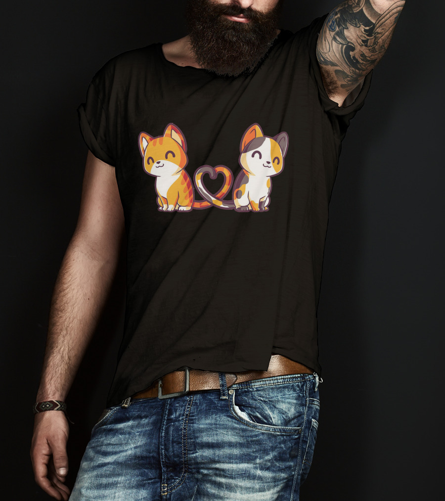 Smiling Cats With Heart-Shaped Tails T-Shirt