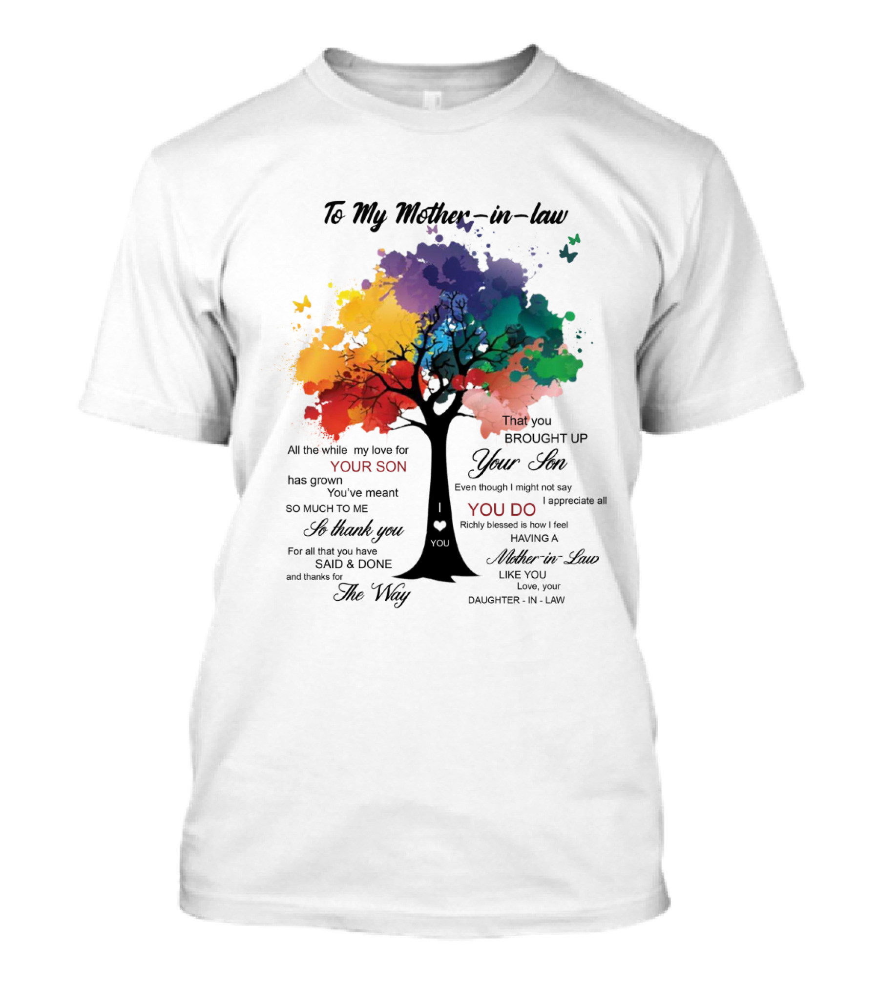 To My Mother-in-Law Mother’s Day Birthday Gift Idea From Daughter-in-Law Richly Blessed Colorful Tree T-Shirt
