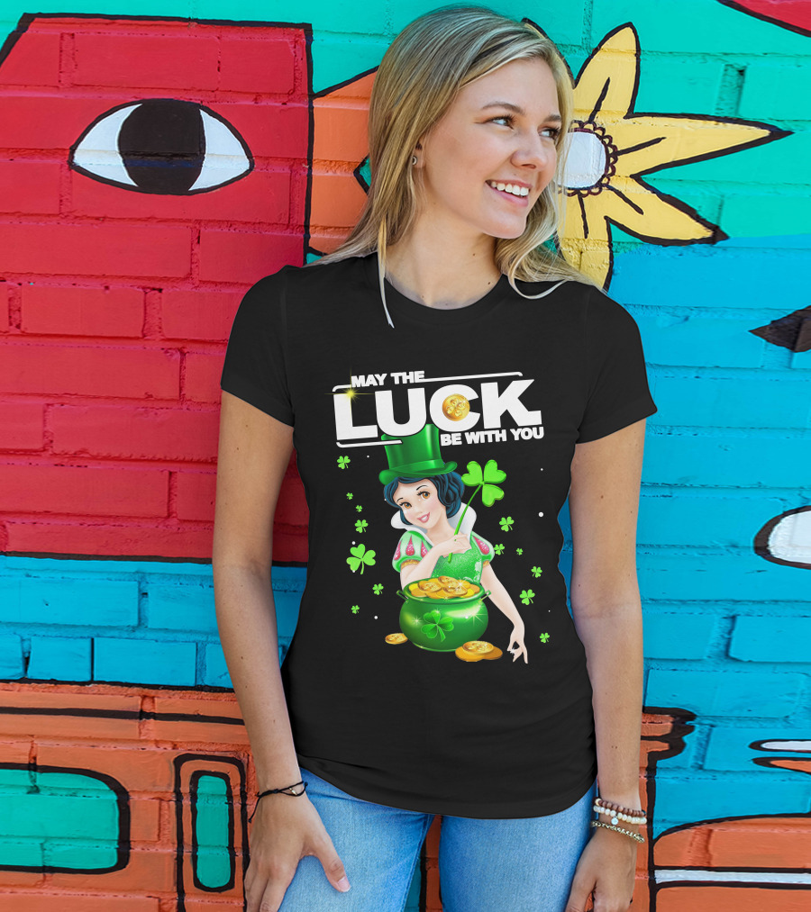 May The Luck Be With You Snow White Pot Of Gold And Shamrocks T-Shirt