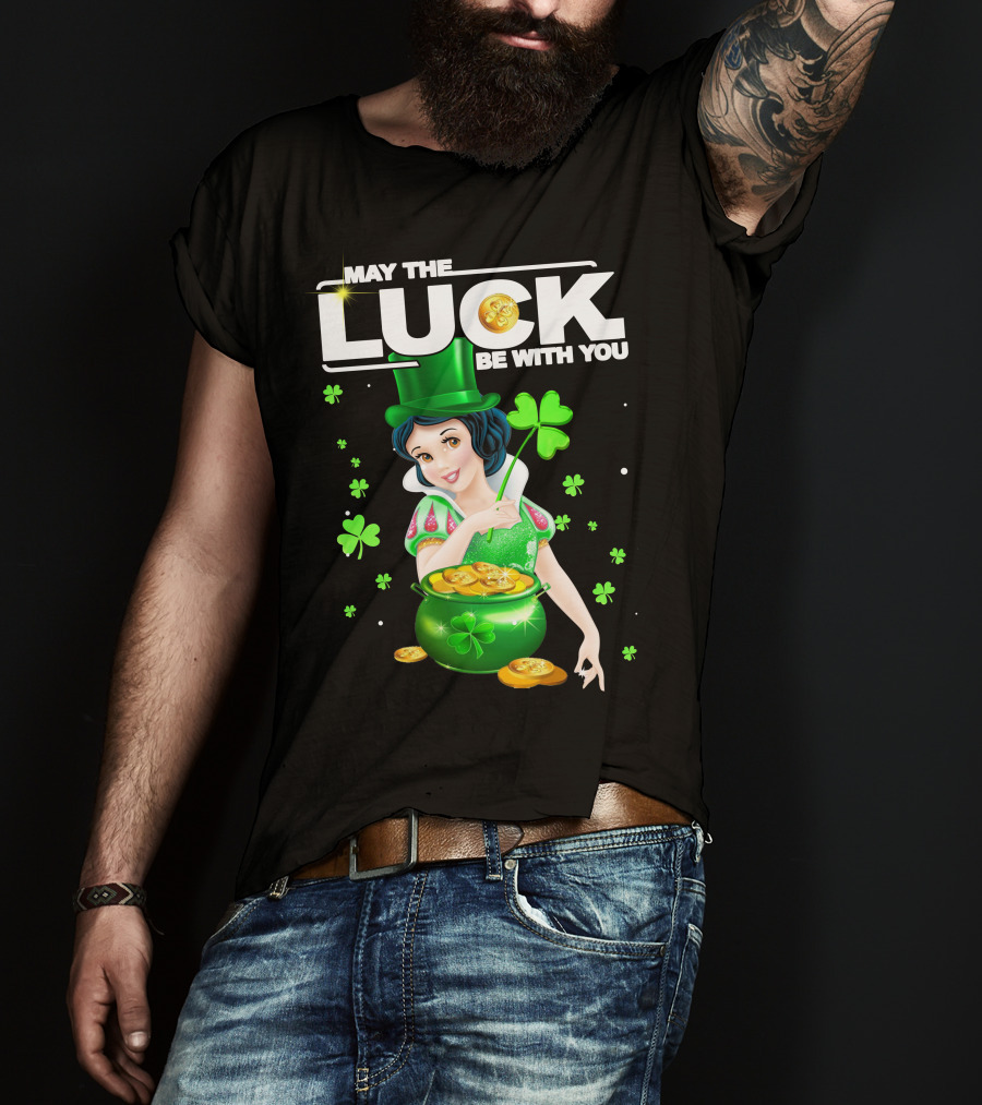 May The Luck Be With You Snow White Pot Of Gold And Shamrocks T-Shirt