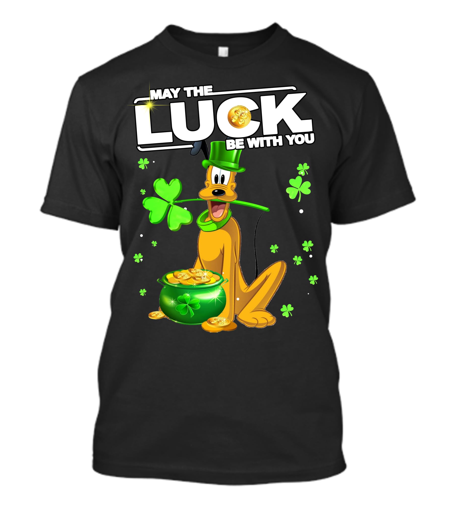 May The Luck Be With You Pluto St. Patrick's Day Coins And Shamrocks T-Shirt