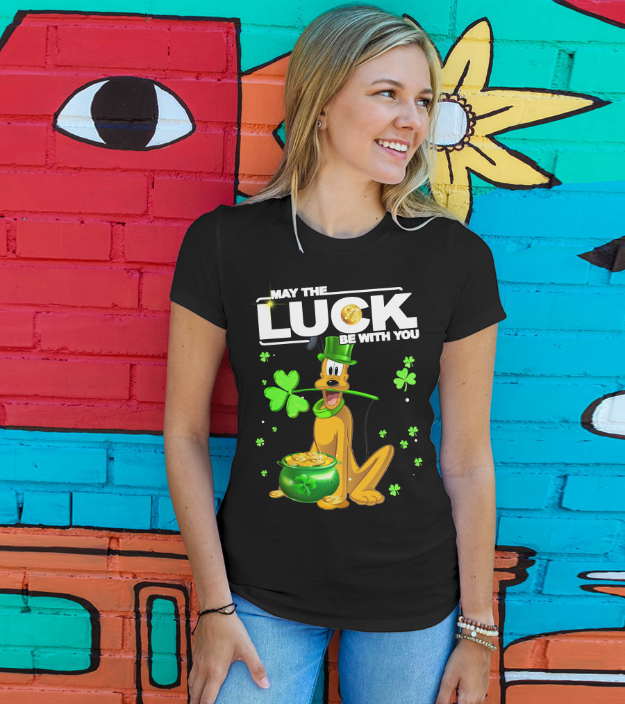 May The Luck Be With You Pluto St. Patrick's Day Coins And Shamrocks T-Shirt