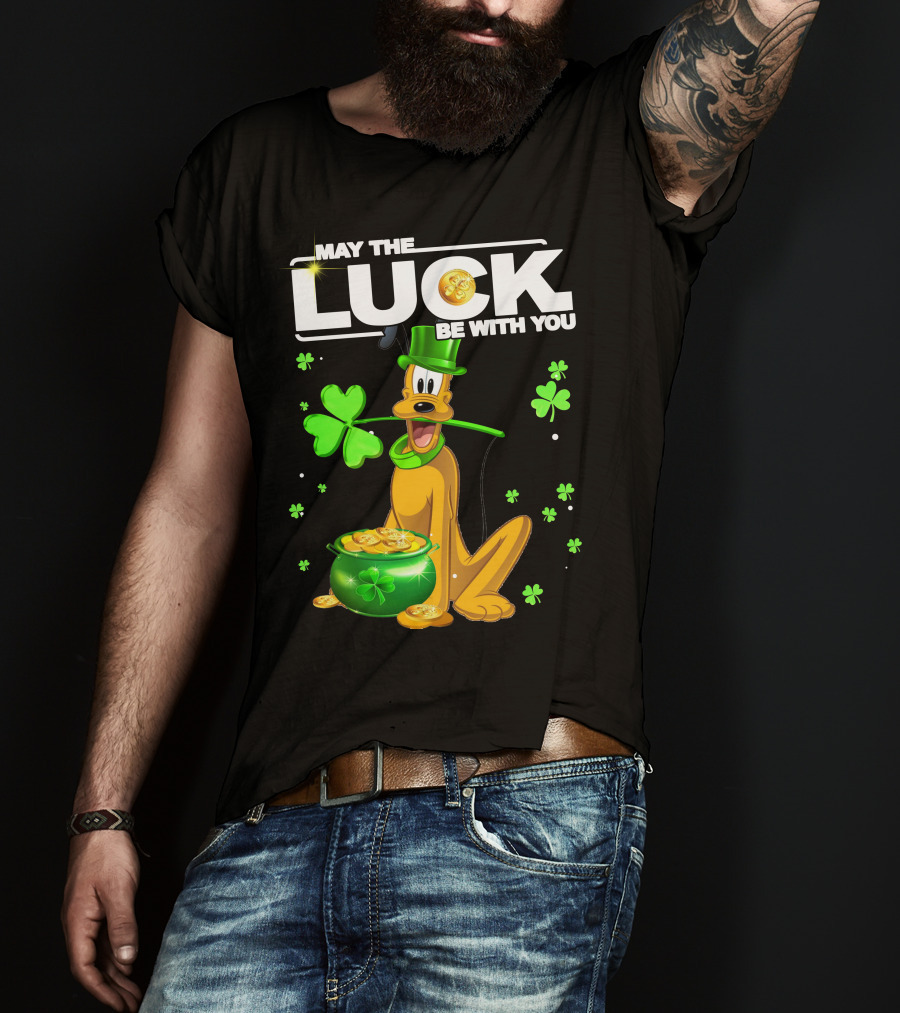 May The Luck Be With You Pluto St. Patrick's Day Coins And Shamrocks T-Shirt