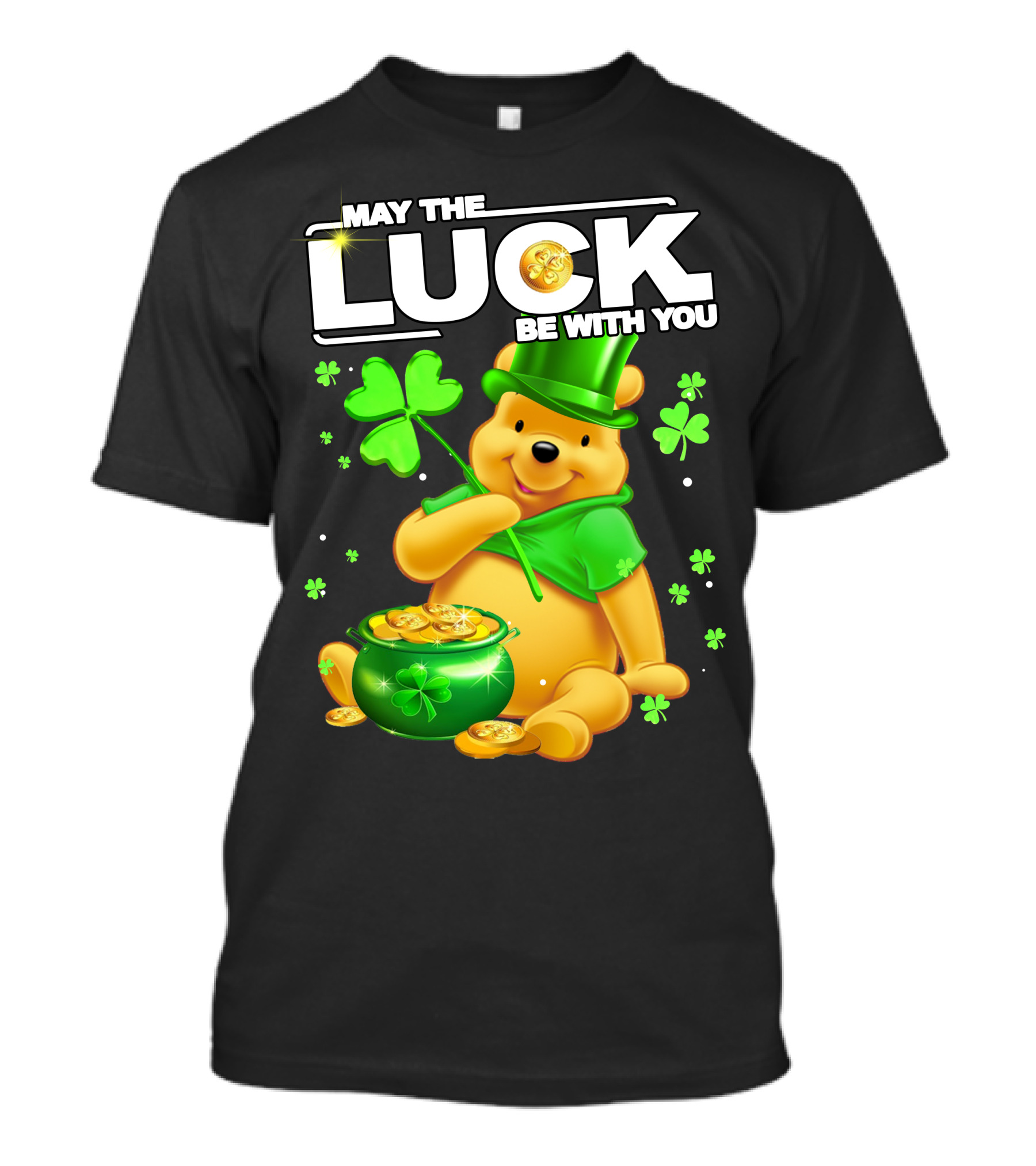 May The Luck Be With You Shamrock Pot Of Gold Bear T-Shirt
