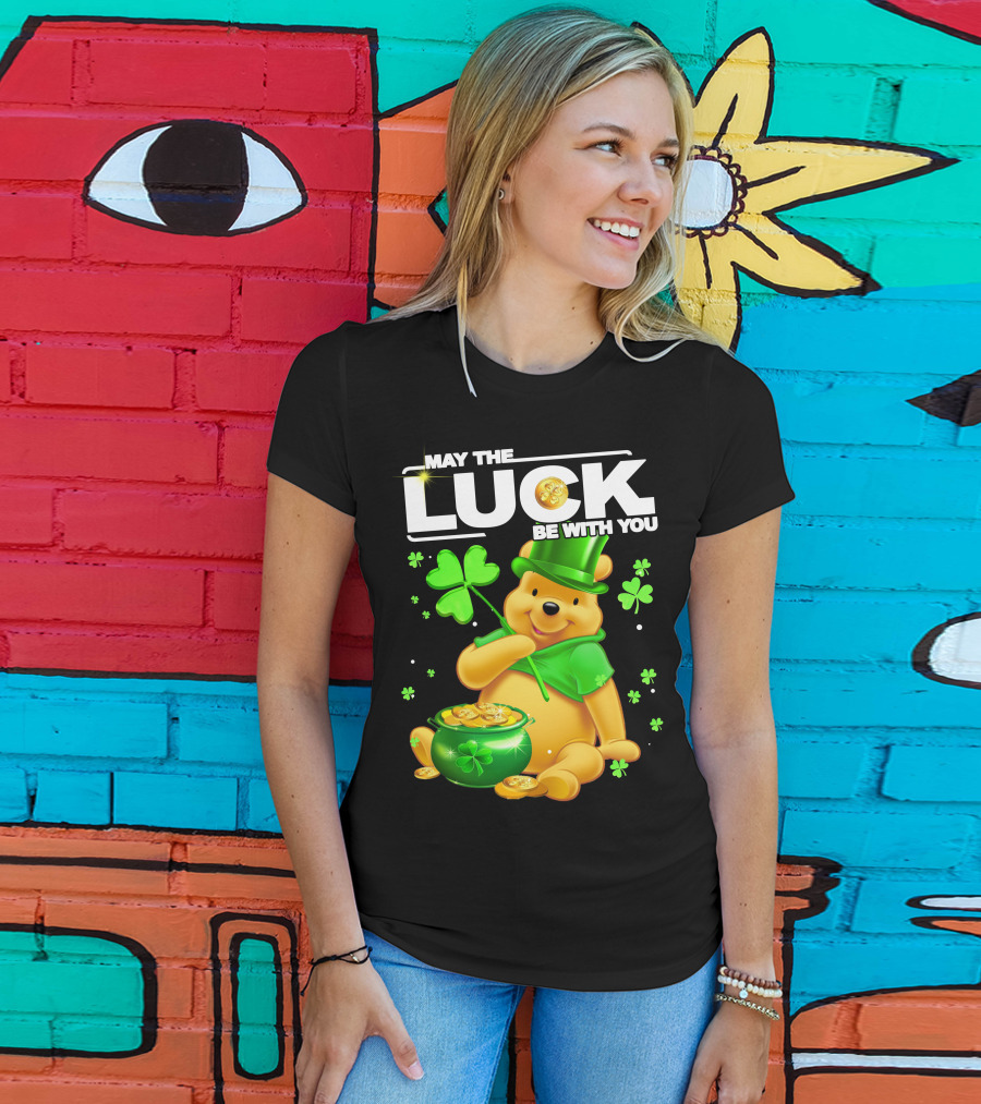 May The Luck Be With You Shamrock Pot Of Gold Bear T-Shirt