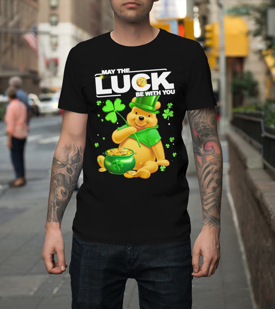 May The Luck Be With You Shamrock Pot Of Gold Bear T-Shirt