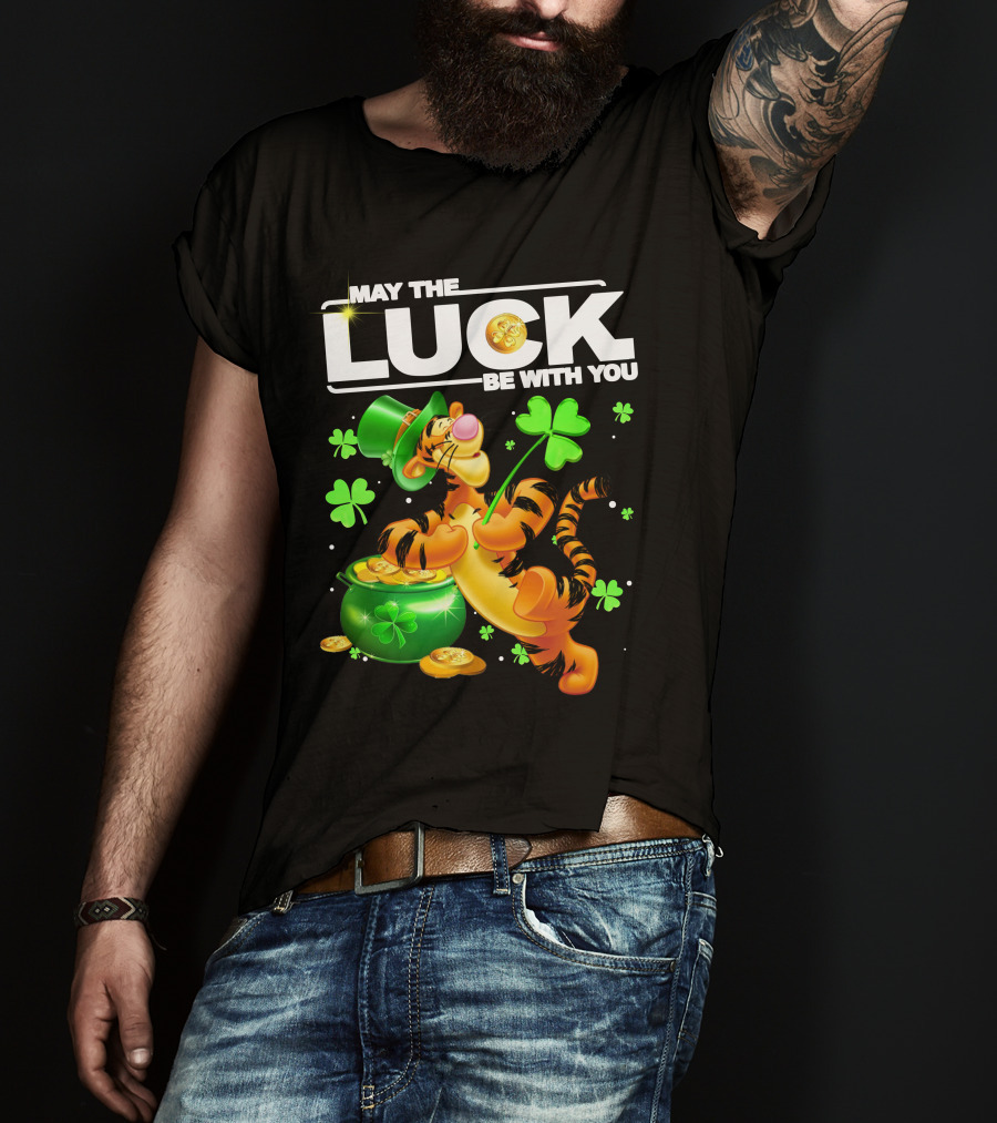 May The Luck Be With You Tigger With Pot Of Gold And Shamrocks T-Shirt