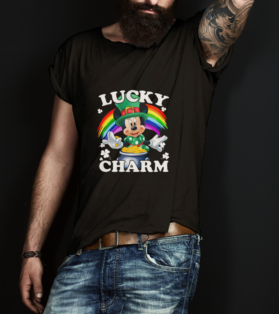 Lucky Charm Minnie Mouse Rainbow Pot Of Gold T-Shirt
