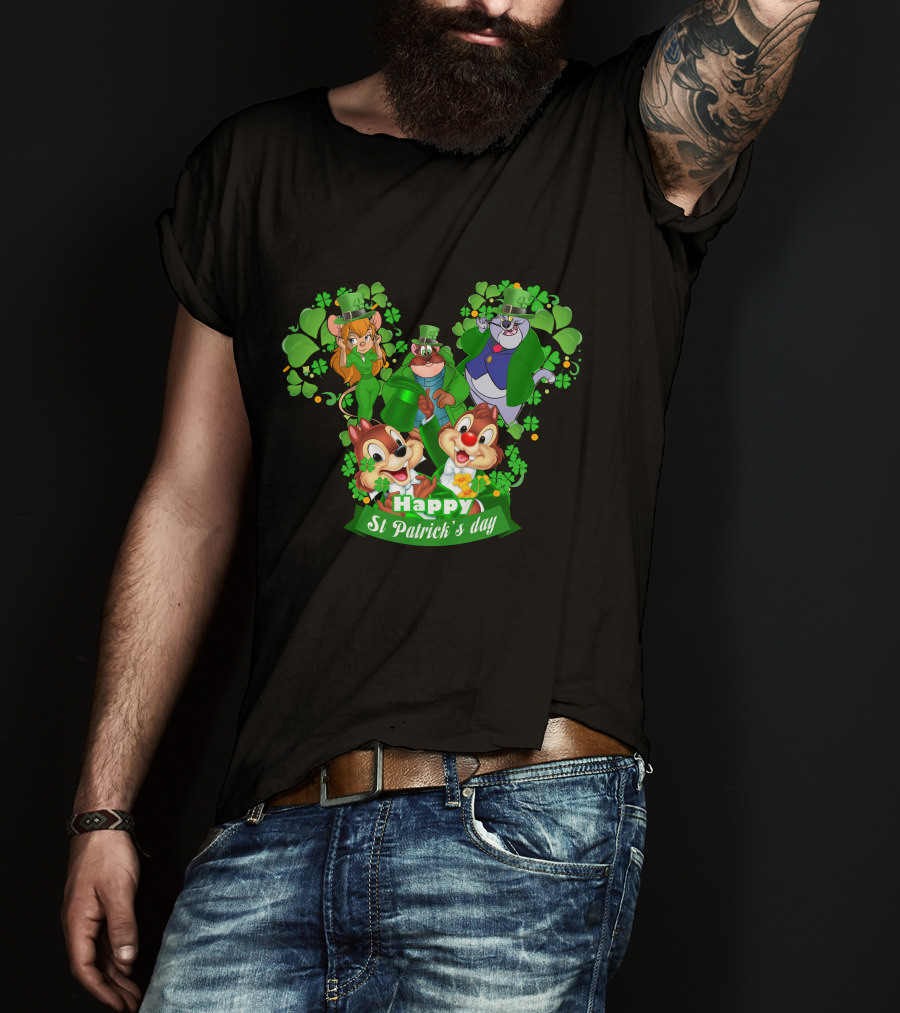 Happy St Patrick's Day Chip And Dale Character T-Shirt