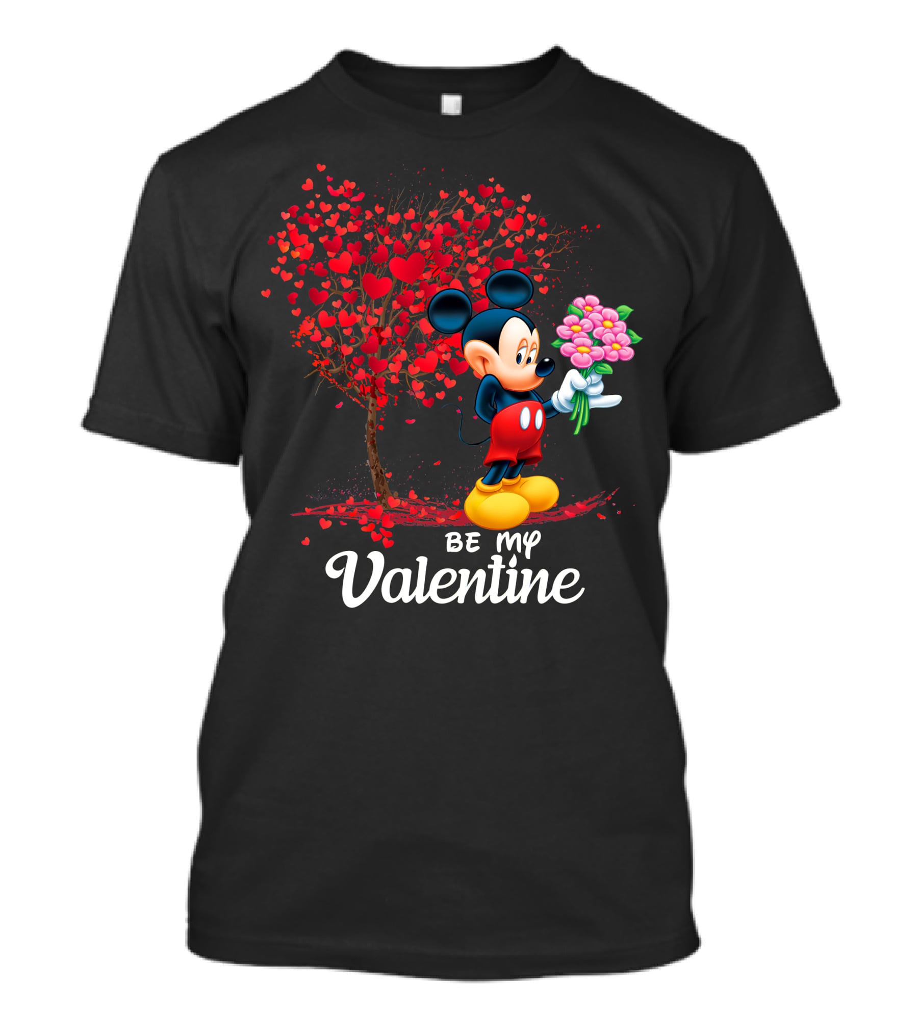 Mickey Be My Valentine Bouquet With Heart Tree T-Shirt