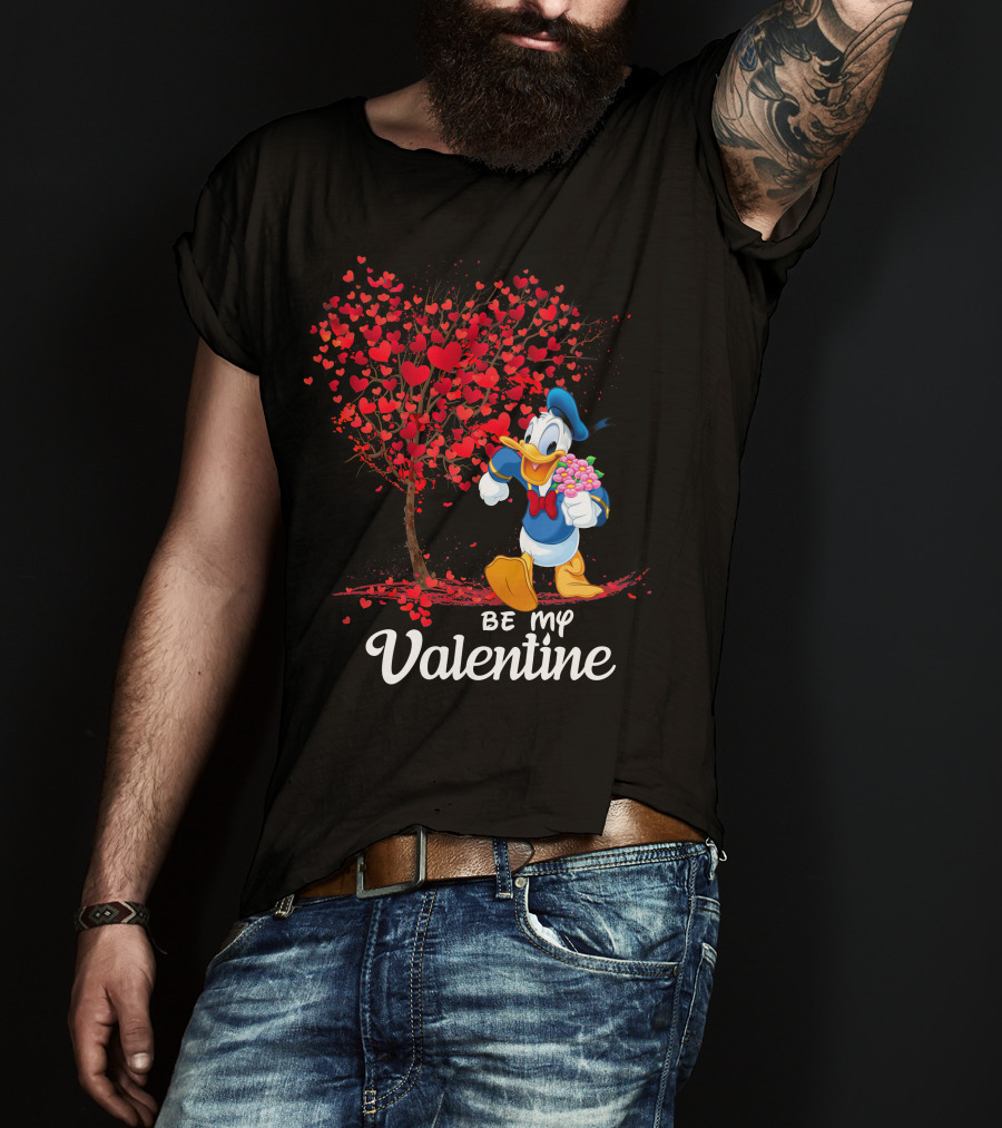 Donald Duck Be My Valentine Hearts Tree T-Shirt