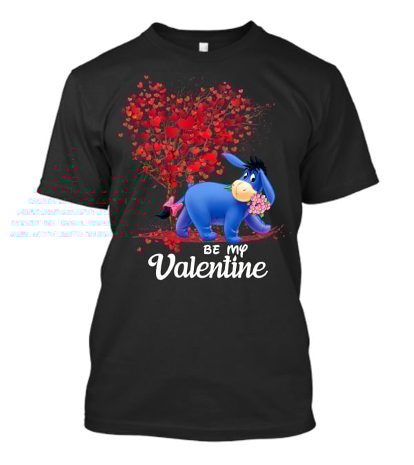 Be My Valentine Eeyore Donkey With Hearts And Flowers T-Shirt