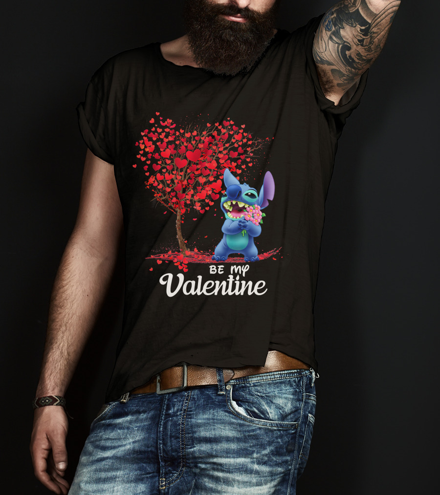 Be My Valentine Stitch Heart Tree T-Shirt