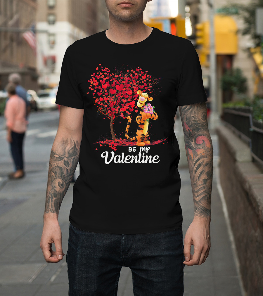Be My Valentine Tiger Hearts Bouquet T-Shirt
