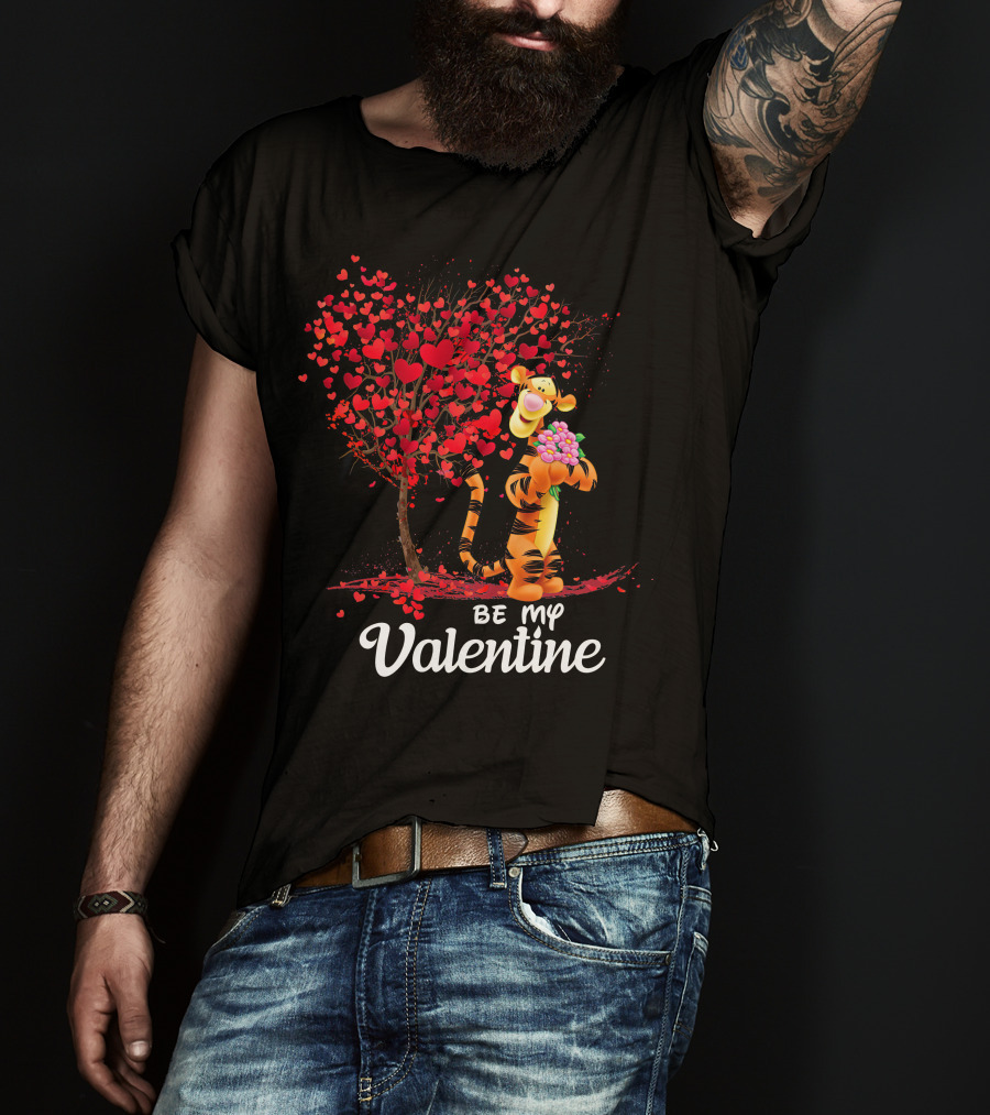 Be My Valentine Tiger Hearts Bouquet T-Shirt