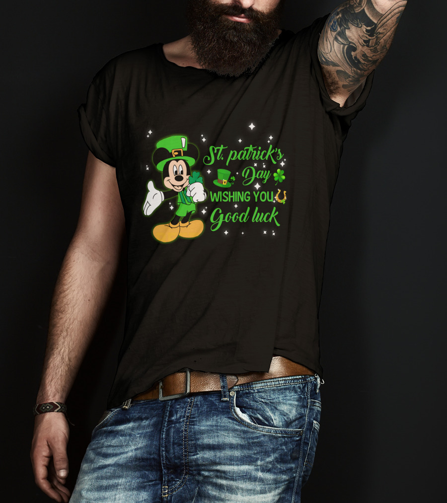 St. Patrick's Day Mickey Mouse Wishing You Good Luck T-Shirt