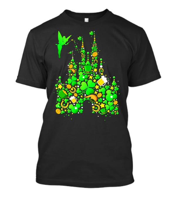 Disney Castle St. Patrick's Day Tinkerbell Leprechaun Hat Clover Coins Beer T-Shirt