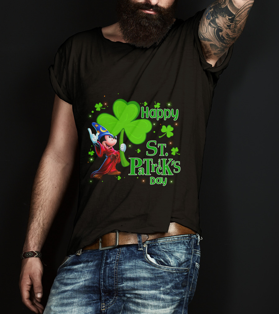 Sorcerer Mickey Happy St. Patrick's Day Shamrock T-Shirt