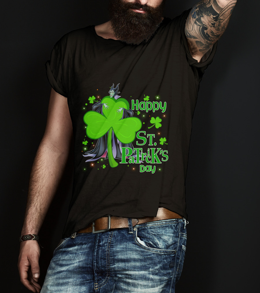 Happy St. Patrick's Day Maleficent Cloaked In Shamrock T-Shirt