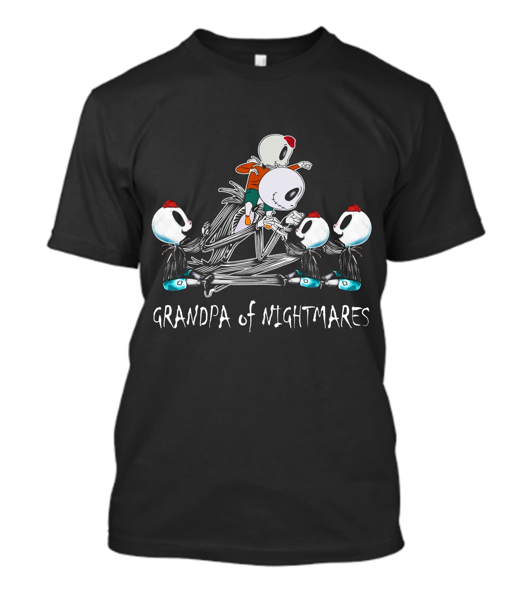 Grandpa Of Nightmares With Four Skeleton Characters T-Shirt
