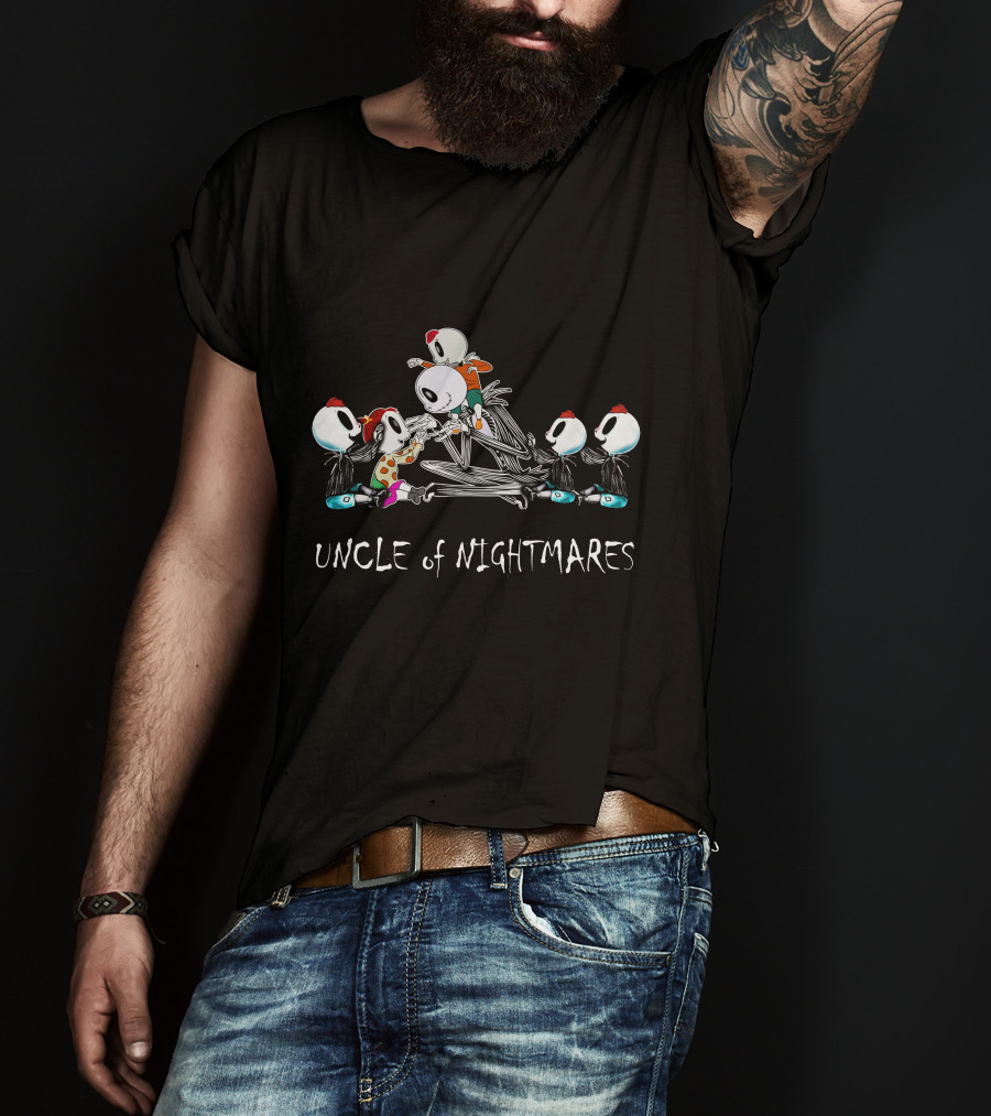 Uncle Of Nightmares 4 Boys 1 Girl Skeletons Halloween T-Shirt